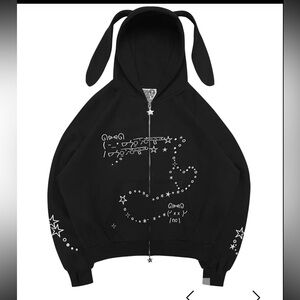 NAMED COLLECTIVE WOMEN MALFUNCTION BUNNY ZIP HOODIE BLACK (DETACHABLE EARS) XS
